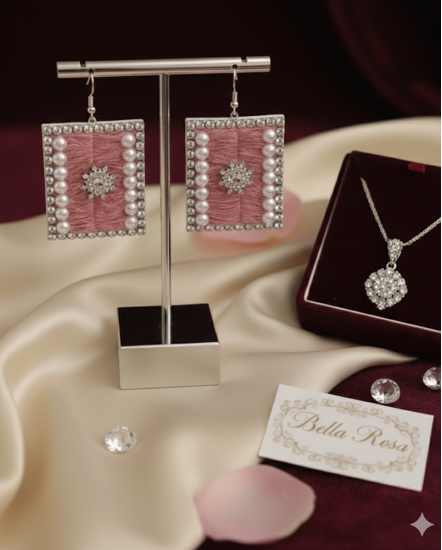 Šité dizajnové náušnice "Bella Rosa"